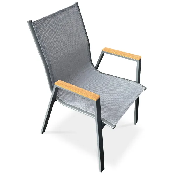 Autronic Záhradná stolička, kov, textil, sivá,AZC-S1050 GREY