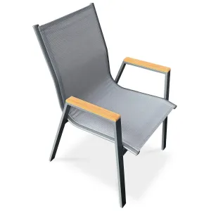 Autronic Záhradná stolička, kov, textil, sivá,AZC-S1050 GREY