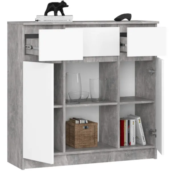 Ak furniture Komoda Baros 101 cm beton/bílá
