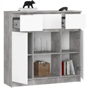 Ak furniture Komoda Baros 101 cm beton/bílá