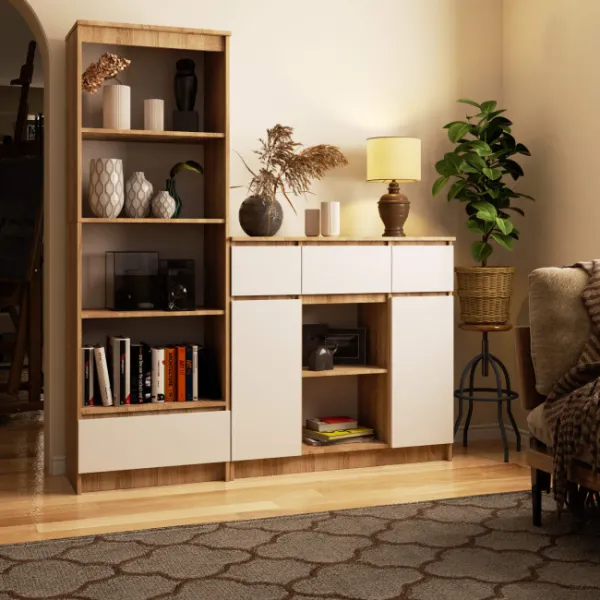 Ak furniture Komoda Baros 101 cm dub sonoma/bílá