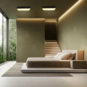 Stropné svietidlo Quattro, štvorcové stropné svietidlo, čierne, 35x35, 18W LED, biele tienidlo 4000K