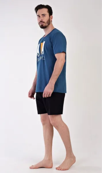 Tmavomodré krátke pánske pyžamo Oliver