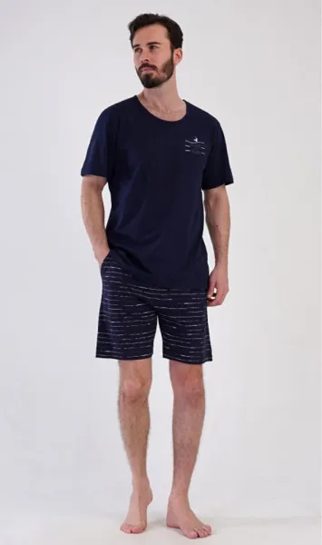 Tmavomodré krátke pánske pyžamo Surf