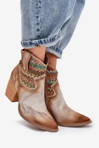Kožené Cowboy Čižmy Na Opätku S Dekoratívnym Pletením Maciejka