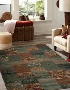 Koberec KASHQAI 4327 400 Patchwork zelený
