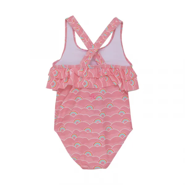 Dievčenské plavky COLOR KIDS Swimsuit W. frills, AOP-5039-Plumeria