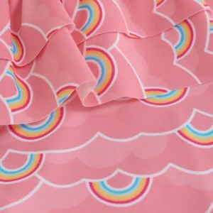Dievčenské plavky COLOR KIDS Swimsuit W. frills, AOP-5039-Plumeria