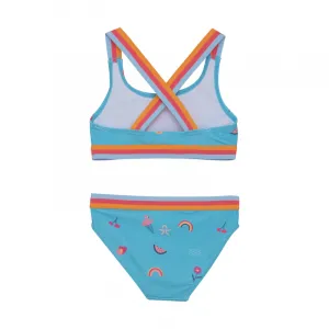 Dievčenské plavky COLOR KIDS Bikini W. Contrast Straps, AOP-7452-River Blue