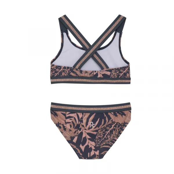 Dievčenské plavky COLOR KIDS Bikini W. Contrast Straps, AOP-5077-Coral Blush
