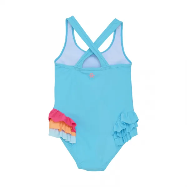Dievčenské plavky COLOR KIDS Swimsuit W. Application 7452-River Blue