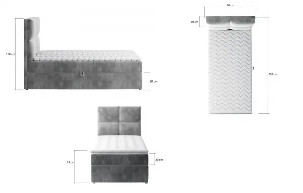 ArtElta Čalúnená jednolôžková posteľ RIVIA | 90 x 200 cm Farba: Monolith 37