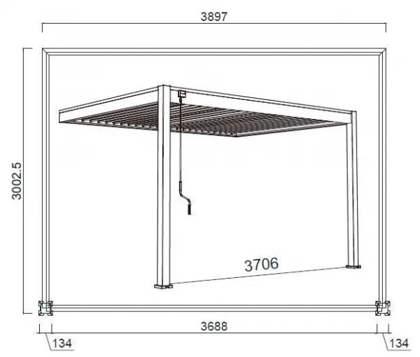 ArtRoja Bioklimatická hliníková pergola INTRO PLUS do steny | antracit 4 x 3 m
