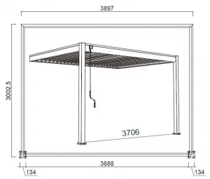 ArtRoja Bioklimatická hliníková pergola INTRO PLUS do steny | antracit 4 x 3 m