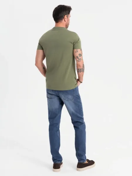 Klasické pánske tričko s krátkym rukávom khaki