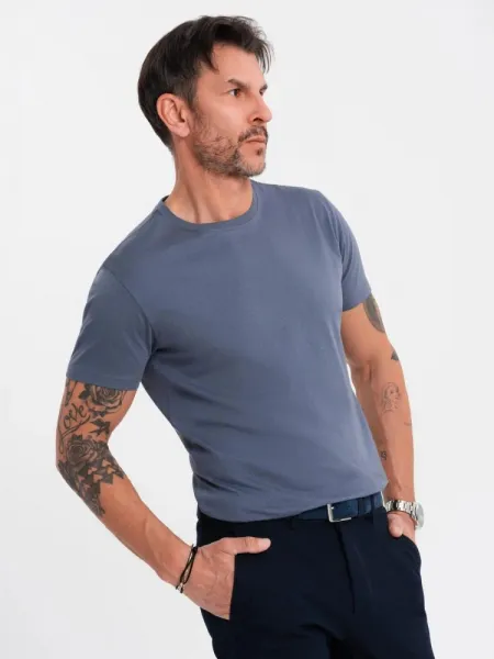 Klasické pánske tričko s krátkym rukávom denim