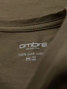 Pánske tričko na leto v výstrihom olivové