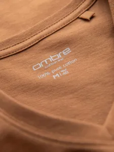 Pánske tričko na leto v výstrihom hnedé