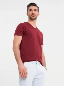 Pánske tričko na leto v výstrihom bordové