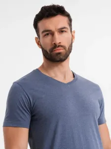 Pánske tričko na leto v výstrihom modré/melírované