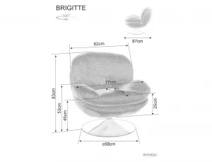 Signal Otočné křeslo BRIGITTE šedé