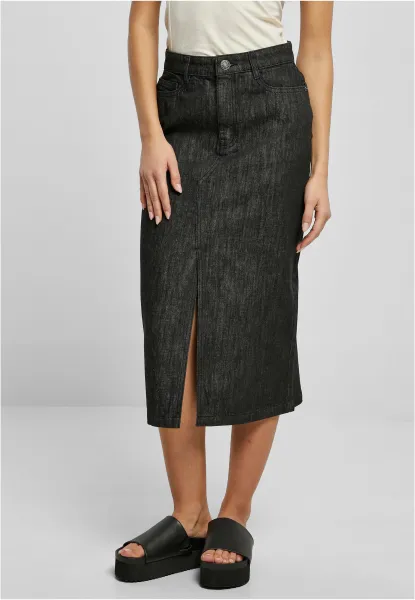 Women's Midi Denim Skirt Black Washed