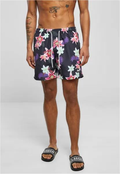Patterned swimsuit shorts dark jungle aop