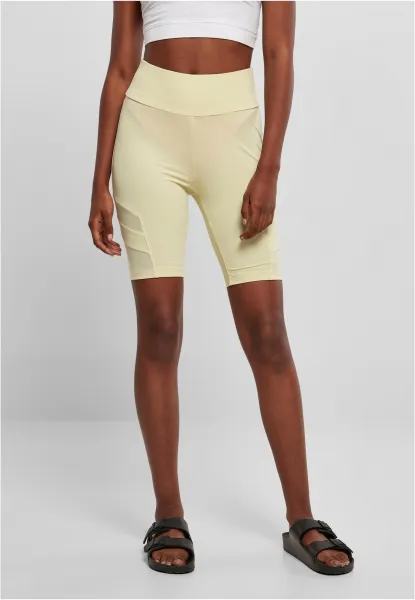 Women's High Waist Tech Mesh Cycle Shorts, Soft Yellow