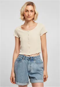 Women's Soft Seagrass T-Shirt Cropped Button Up Rib