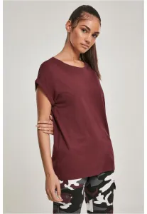 Women's red T-shirt with an extended shoulder