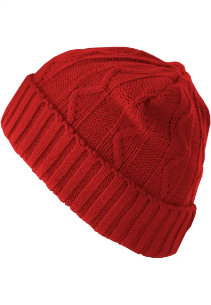 Beanie Cable Flap Beanie - Red