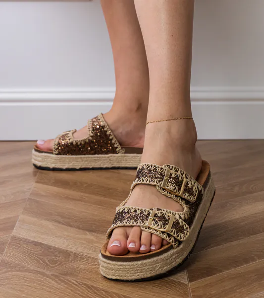 Gemre Hnedé trblietavé espadrilky s prackami Induri