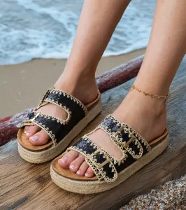 Gemre Čierne trblietavé espadrilky s prackami Induri
