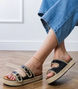 Gemre Čierne trblietavé espadrilky s prackami Induri