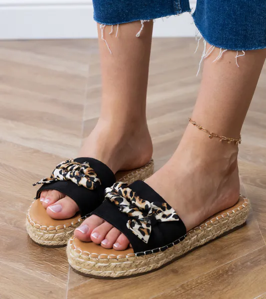 Gemre Čierne espadrilky s mašľou Kartis