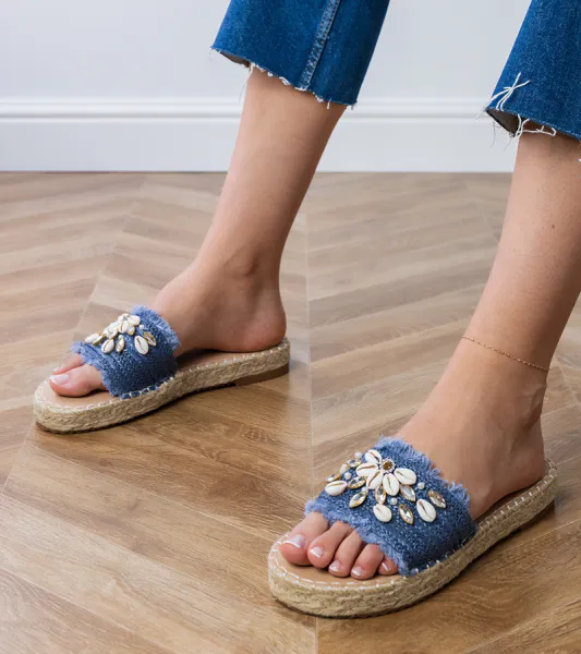 Gemre Modré pletené espadrilky s mušľami Morsa
