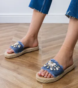 Gemre Modré pletené espadrilky s mušľami Morsa