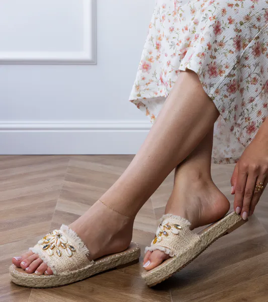 Gemre Béžové pletené espadrilky s mušľami Morsa