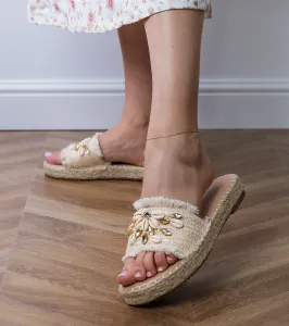 Gemre Béžové pletené espadrilky s mušľami Morsa