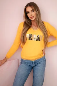 Kesi Dámska mikina s flitrovým nápisom Horčica