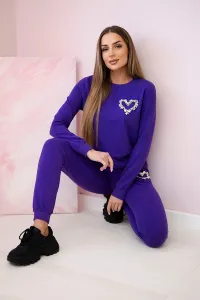 Legínovo Dámska bavlnená súprava s ozdobným srdcom cukríková ružová Farba: Tmavofialová, Veľkosť: UNI