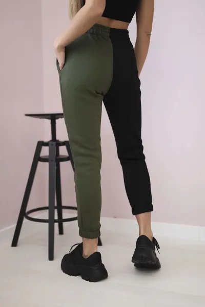 Kesi Dámske tepláky s nápisom QUEEN khaki