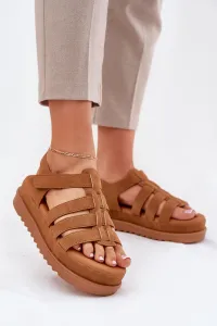Boto Dámske Sandále Na Platforme Eko Semišové Camel Filisenia