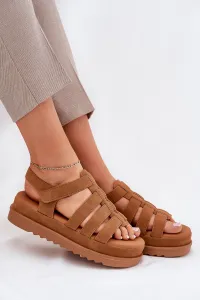 Boto Dámske Sandále Na Platforme Eko Semišové Camel Filisenia