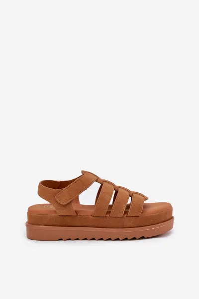 Boto Dámske Sandále Na Platforme Eko Semišové Camel Filisenia