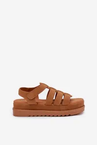 Boto Dámske Sandále Na Platforme Eko Semišové Camel Filisenia