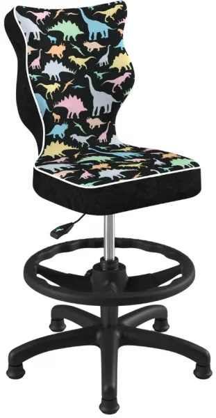 ENTELO Detská stolička Petit Black 3 HC+F s oporným kruhom, dinosaury Storia 30