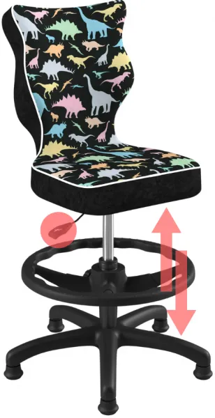 ENTELO Detská stolička Petit Black 3 HC+F s oporným kruhom, dinosaury Storia 30