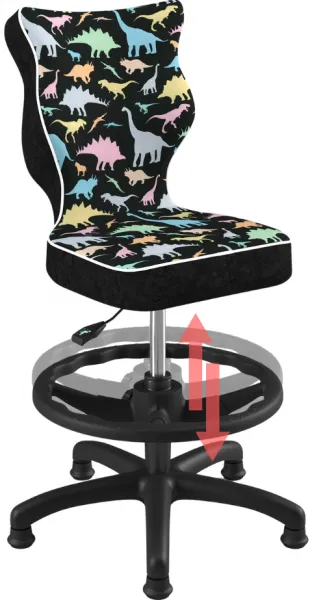 ENTELO Detská stolička Petit Black 3 HC+F s oporným kruhom, dinosaury Storia 30