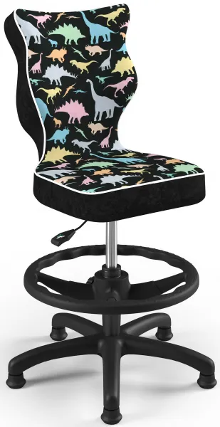 ENTELO Detská stolička Petit Black 3 HC+F s oporným kruhom, dinosaury Storia 30
